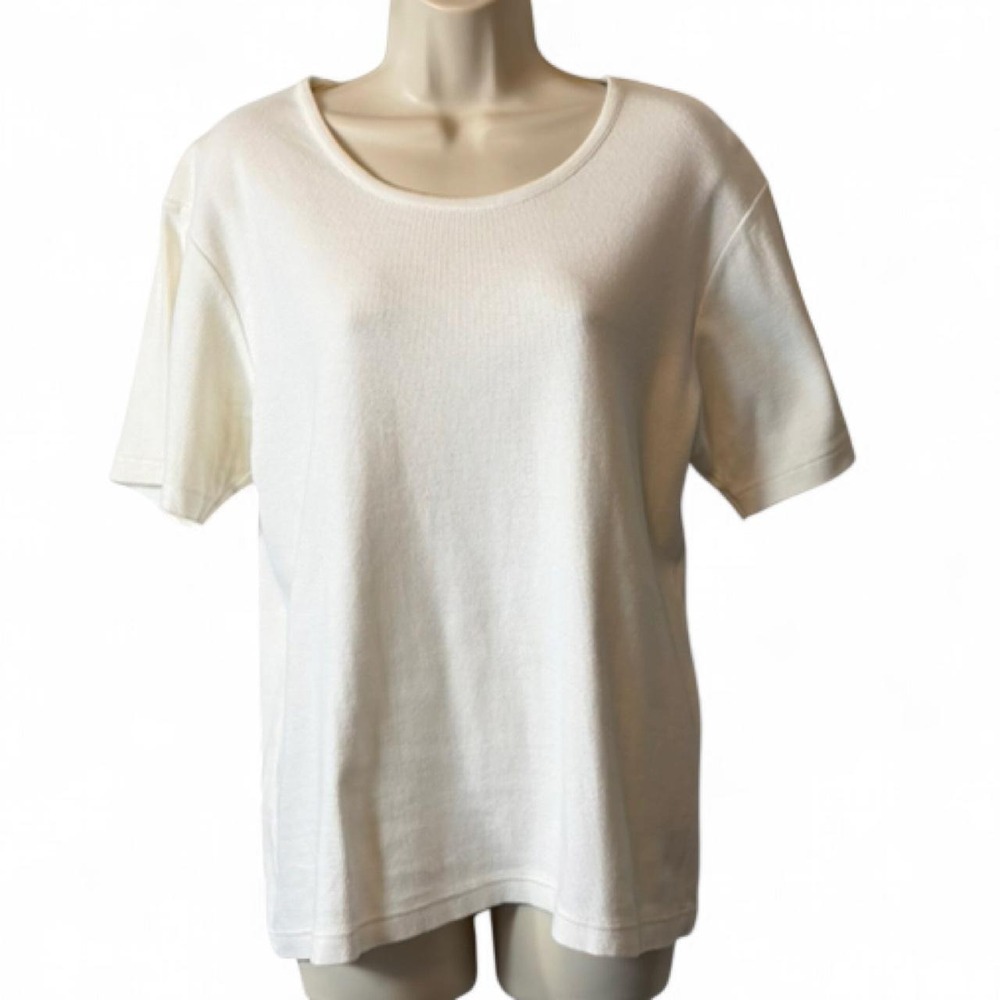 Vintage 90s Christopher &‎ Banks White Ribbed Tee, Women's Size XL